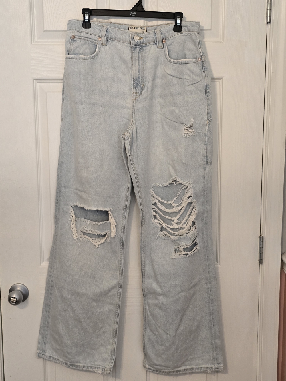 NWOT We The Free We Light Wash Distressed Wide-Leg Jeans
